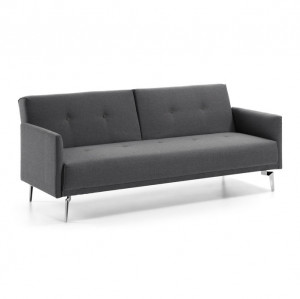 Canapea extensibila gri inchis din lemn si MDF pentru 3 persoane Rolf Kave Home