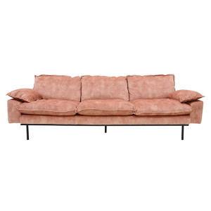 Canapea roz din metal si catifea pentru 4 persoane Old Pink HK Living