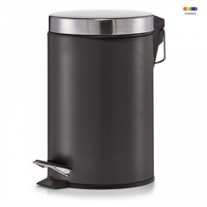 Cos de gunoi negru/gri din metal 3 L Pedal Bin Matt Black Zeller