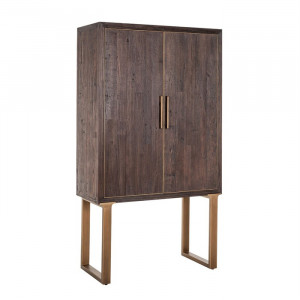 Dulap maro/auriu antic din lemn de ulm si metal 180 cm Cromford Mill Richmond Interiors