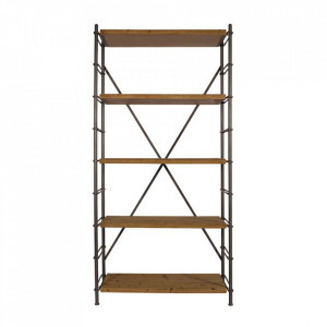Etajera maro/neagra din fier si lemn 200 cm Industrial Iron Dutchbone