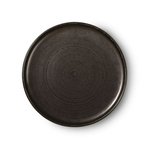 Farfurie neagra din portelan 26 cm Kyoto Rustic Dinner HK Living