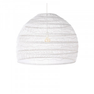 Lustra alba din rachita si metal Hanging Wicker HK Living