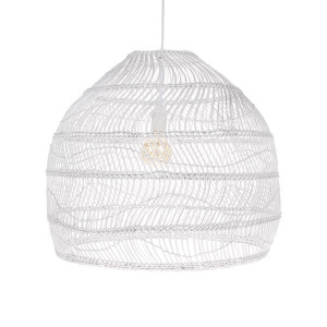 Lustra alba din rachita si metal Hanging Wicker M HK Living