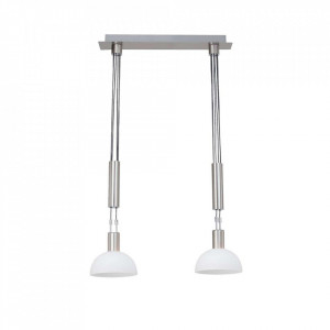 Lustra argintie din sticla si metal cu 2 becuri Robinia Brilliant