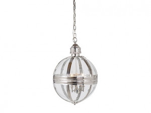 Lustra argintie/transparenta din fier si sticla cu 3 becuri Chloe Richmond Interiors