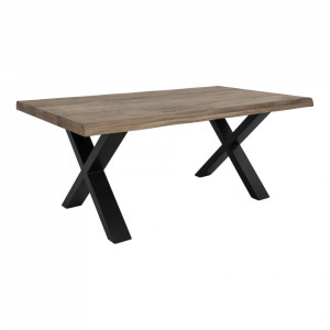 Masa cafea maro/neagra din lemn de stejar si otel 70x120 cm Toulon House Nordic