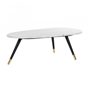 Masa de cafea alba/neagra din marmura si fier 55x110 cm Lexington Richmond Interiors