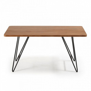 Masa dining maro/neagra din lemn si metal 90x160 cm Komme La Forma