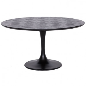 Masa dining neagra din lemn si fier 140 cm Blax Richmond Interiors