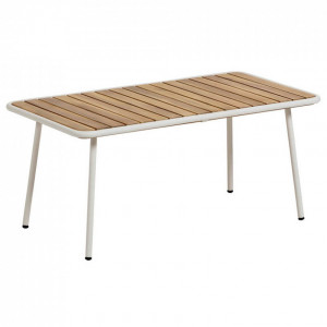 Masuta cafea alba/maro din lemn de salcam si metal pentru exterior 48x90 cm Robyn Kave Home
