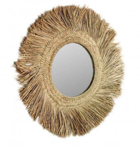 Oglinda rotunda maro din fibre naturale si sticla 72 cm Rumer Kave Home
