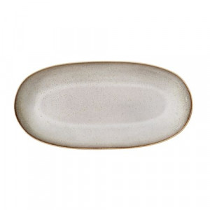 Platou lucrat manual din ceramica gri 42x21 cm Sandrine Bloomingville
