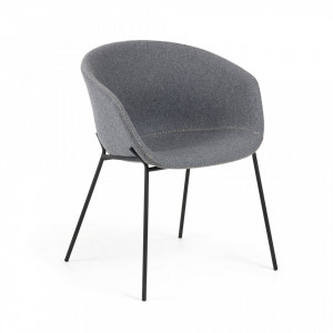 Scaun dining gri/negru din lana si metal Yvette Kave Home