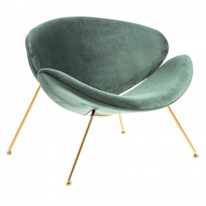 Scaun lounge verde/auriu din catifea si metal Green Major Signal Meble