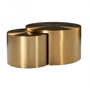 Set 2 masute de cafea aurii din inox Big&Rich Richmond Interiors