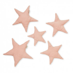 Set 5 decoratiuni roz din bumbac organic pentru perete Stars Blossom Pink Cam Cam