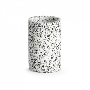 Suport alb/negru din polirasina pentru periuta dinti 6,9x10,8 cm Terrazzo Zeller