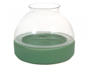 Suport lumanare din ceramica verde si sticla 24 cm Berna Santiago Pons