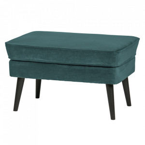 Taburet dreptunghiular albastru teal din catifea si lemn 51x77 cm Rocco Woood