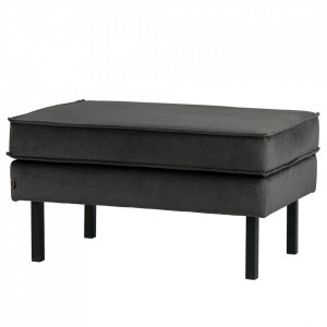 Taburet dreptunghiular gri antracit din catifea pentru picioare 54x84 cm Rodeo Be Pure Home