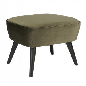 Taburet pentru picioare verde oliv din catifea si lemn 36x56 cm Sara Woood