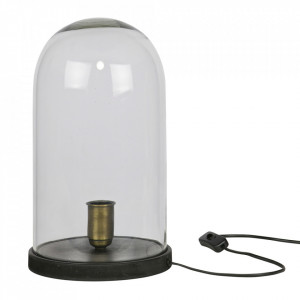 Veioza neagra/transparenta din lemn si sticla 38 cm Cover Be Pure Home