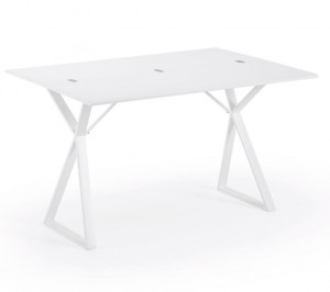 Masa dining extensibila dreptunghiulara alba din otel si MDF 45(90)x130 cm Atik La Forma