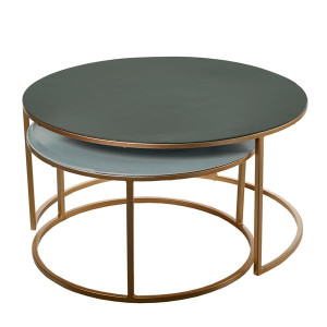 Set 2 mese cafea email verde inchis/albastru Coffee Pols Potten