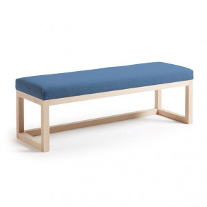 Bancheta din lemn si textil albastru Dark Blue Yola La Forma