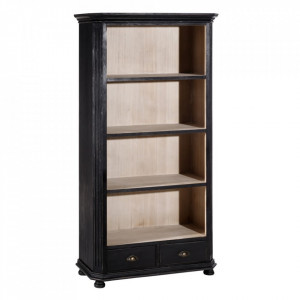 Biblioteca neagra din lemn de paulownia si MDF 187 cm Connor Ixia
