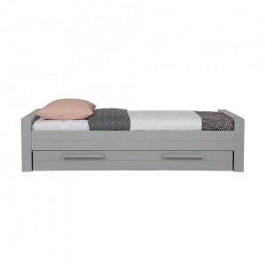 Cadru pat gri din lemn de pin 95x219 cm Dennis Concrete Grey Woood