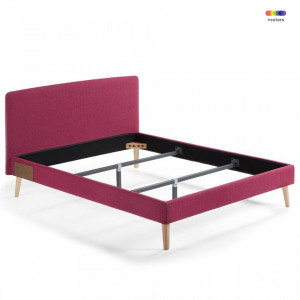 Cadru pat rosu din lemn si textil 160x200 cm Lydia Varese Burgundy La Forma