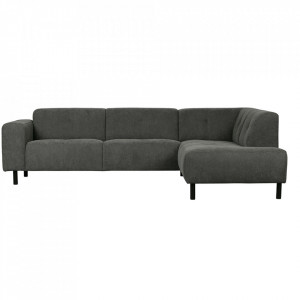 Canapea cu colt gri din poliester si lemn de mesteacan 275 cm Preasley Right Woood