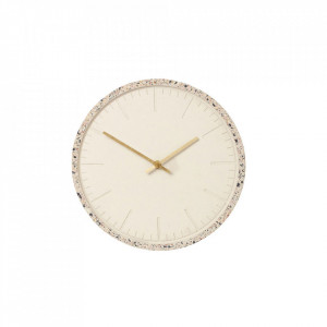 Ceas de perete rotund multicolor din ciment si alama 30 cm Terrazzo Clock Hubsch