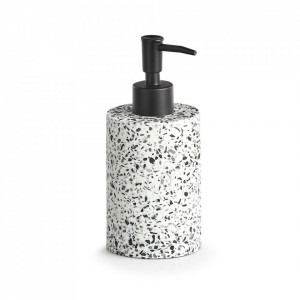 Dispenser sapun lichid alb/negru din polirasina 280 ml Terrazzo Zeller