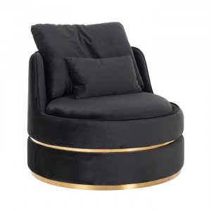 Fotoliu negru/auriu din catifea si inox Kylie Richmond Interiors