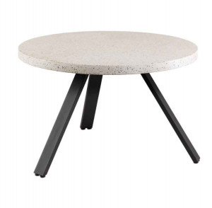 Masa dining alba/neagra din otel si terrazzo 120 cm Shanelle Kave Home