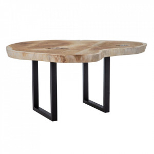 Masa dining maro/neagra din lemn de suar 160x160 cm Jim Ixia