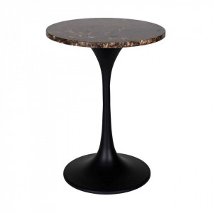 Masuta maro/neagra din metal si marmura 45 cm Orion Round Richmond Interiors