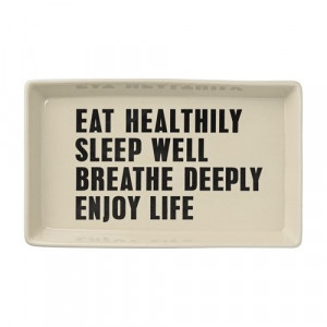 Platou dreptunghiular alb din ceramica 19x30 cm Eat healthy Bloomingville