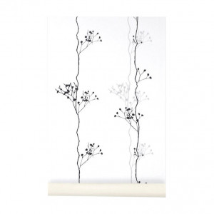Rola tapet 53x1000 cm Berry Black alb/negru/argintiu Ferm Living