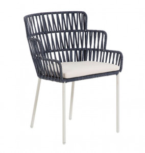 Scaun dining albastru/alb din otel si sfoara pentru exterior Robyn La Forma