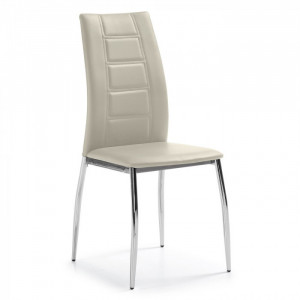 Scaun dining crem din piele ecologica si metal Slash Kave Home