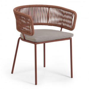 Scaun dining pentru exterior maro din sfoara si otel Nadin Kave Home