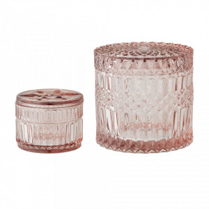 Set 2 borcane transparente roz din sticla Rose Bloomingville