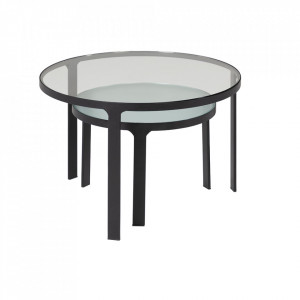 Set 2 masute negre din otel si sticla pentru cafea Oni Kave Home
