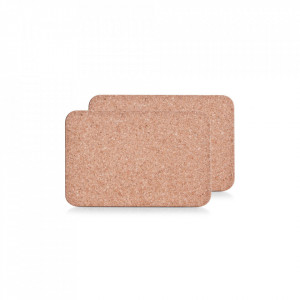 Set 2 protectii masa dreptunghiulare din pluta 20x30 cm Placemat Cork Rectangle Zeller