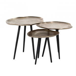 Set 3 masute de cafea aurii din aluminiu Volenta Richmond Interiors