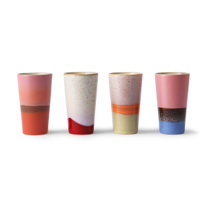 Set 4 cani multicolore din ceramica 280 ml Cool Latte HK Living